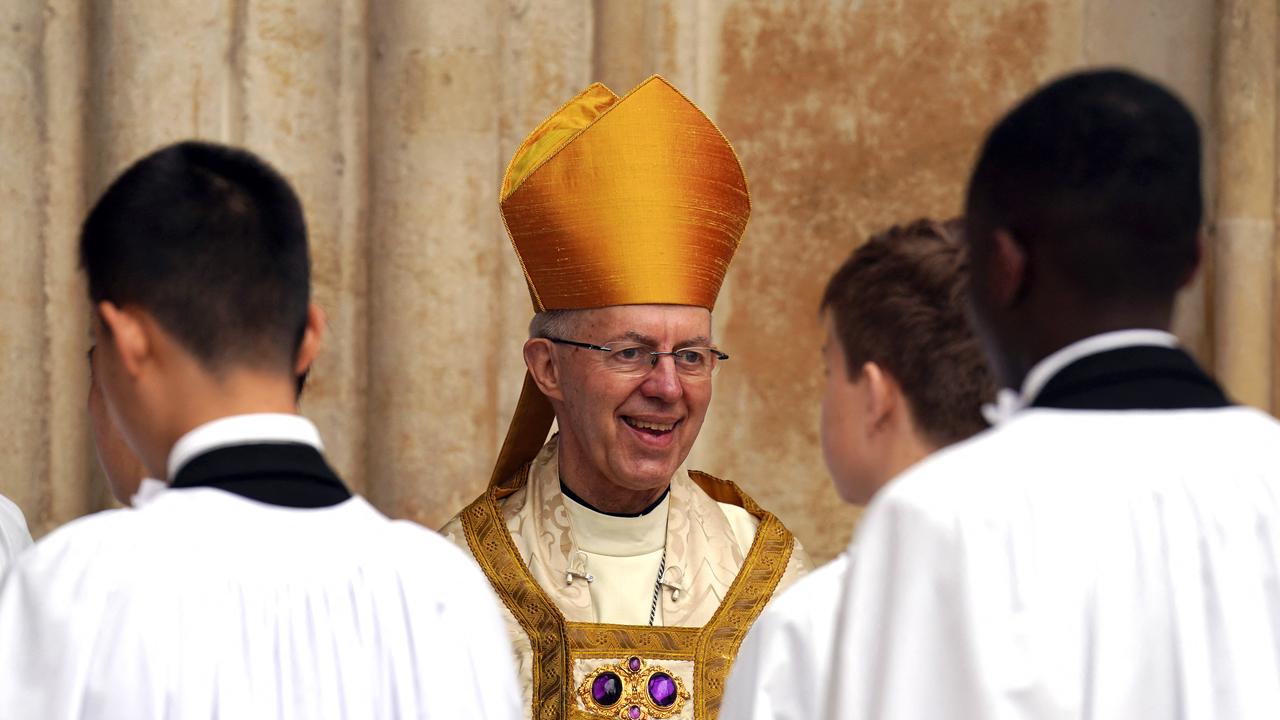 The Archbishop of Canterbury, Justin Welby, is all smiles at Westminster Abbey. Picture: AFP