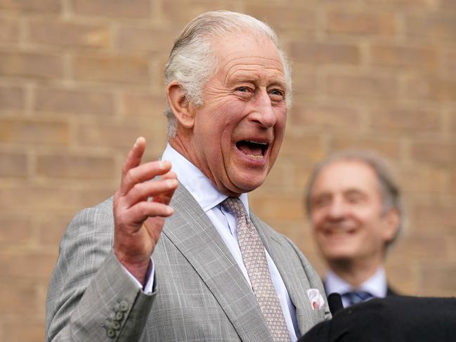 Britain's King Charles III makes a speech during a visit to Whittle Laboratory in Cambridge, eastern England on May 9, 2023, where he met with academics, aviation leaders and toured the facility. (Photo by Joe Giddens / POOL / AFP)