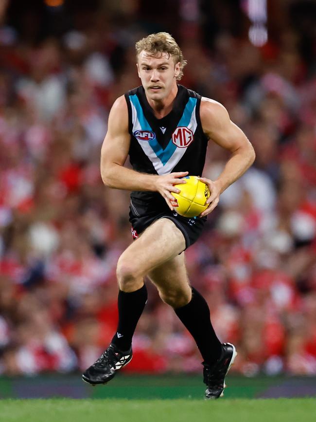 Jason Horne-Francis is one of the stars in line for the match. Picture: Dylan Burns/AFL Photos via Getty Images.