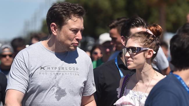 SpaxeX founder Elon Musk and his ‘semi-separated’ partner, Canadian musician Grimes (Claire Boucher), in California. Picture: AFP