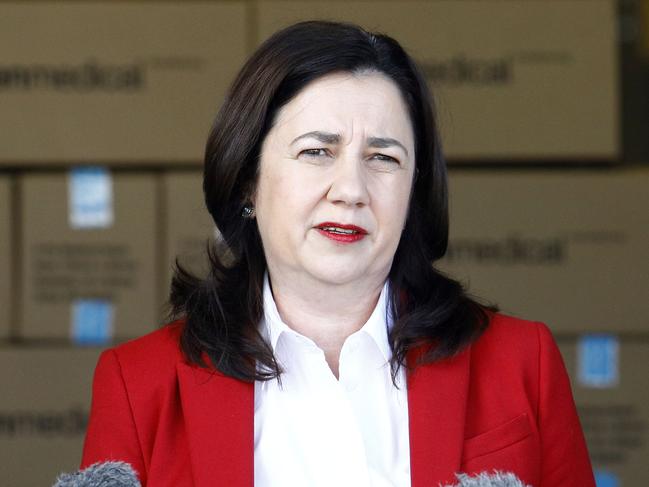 BRISBANE, AUSTRALIA - NewsWire Photos September 14, 2020: Queensland Premier Annastacia Palaszczuk and State Treasurer Cameron Dick visited the Aspen Medical Manufacturing factory in Brisbane, where masks are being manufactured, before speaking to the media. Picture: NCA NewsWire/Tertius Pickard