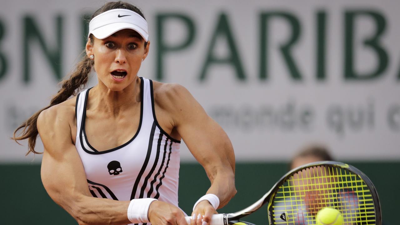 Russia's Vitalia Diatchenko looks like a cartoon superhero. (Photo by Thomas SAMSON / AFP)