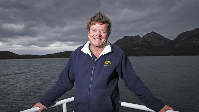 Pennicott Wilderness Journeys owner Robert Pennicott on a Wineglass Bay Cruise – the best route for whale sightings. Picture: Zak Simmonds