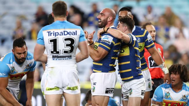 Tim Mannah crossed for the first try of the match. (Photo by Brendon Thorne/Getty Images)