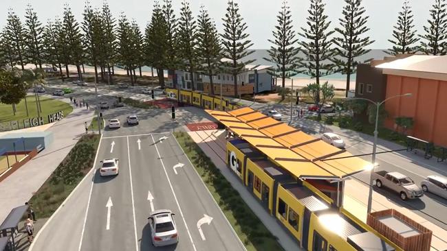 Gold Coast Light Rail Stage 3A artist impression showing the Burleigh Heads station.