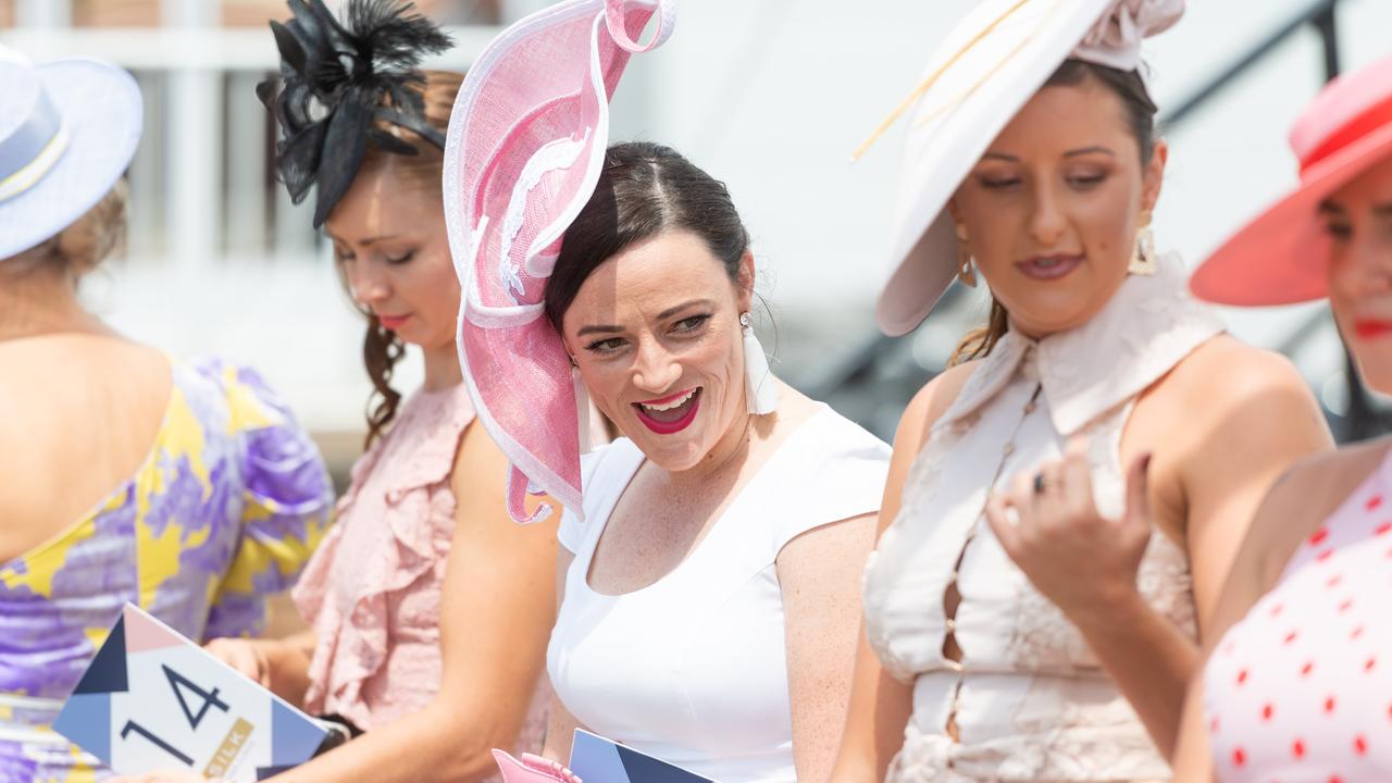 Fashions on the Field competitors lining up. Picture: Che Chorley