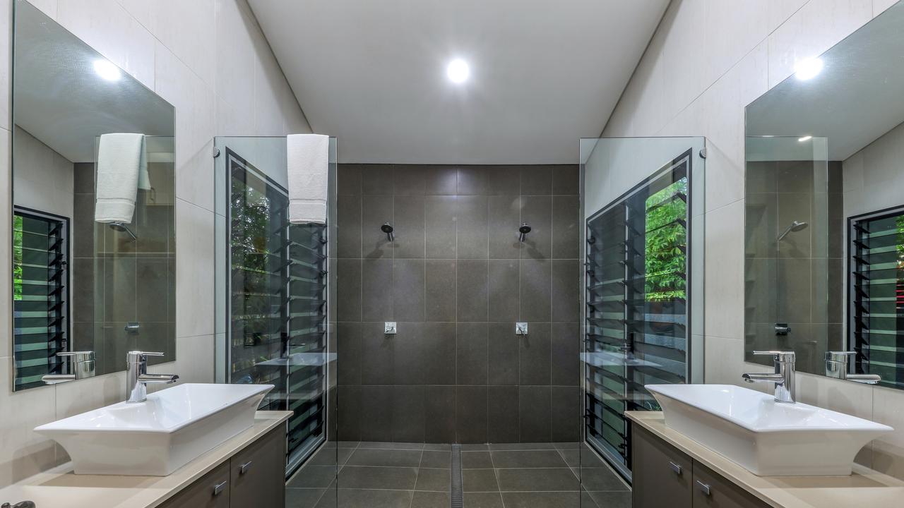 The ensuite in the main bedroom looks out to the gardens. Picture: Supplied