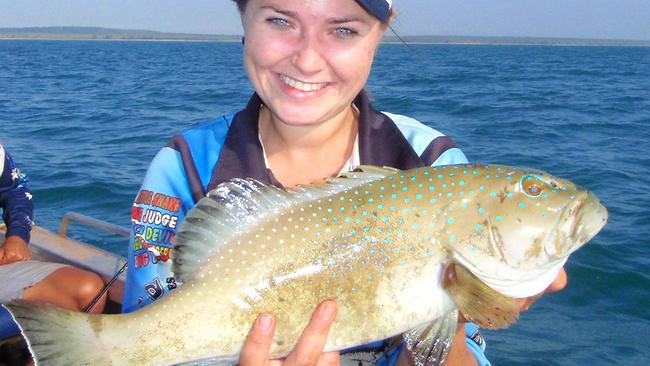 Paige Watteau with a fair chunk of coral trout from the Cobourg trip