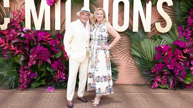 Reza Adib and Annastacia Palaszczuk at Magic Millions. Picture: Luke Marsden