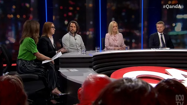 Mr Wolahan was joined on the panel by Minister for finance, women and the public sector, author and journalist Nathan Thrall, Doctor Jamal Rifi and communications adviser Sabine Wolff. QandA Picture: ABC