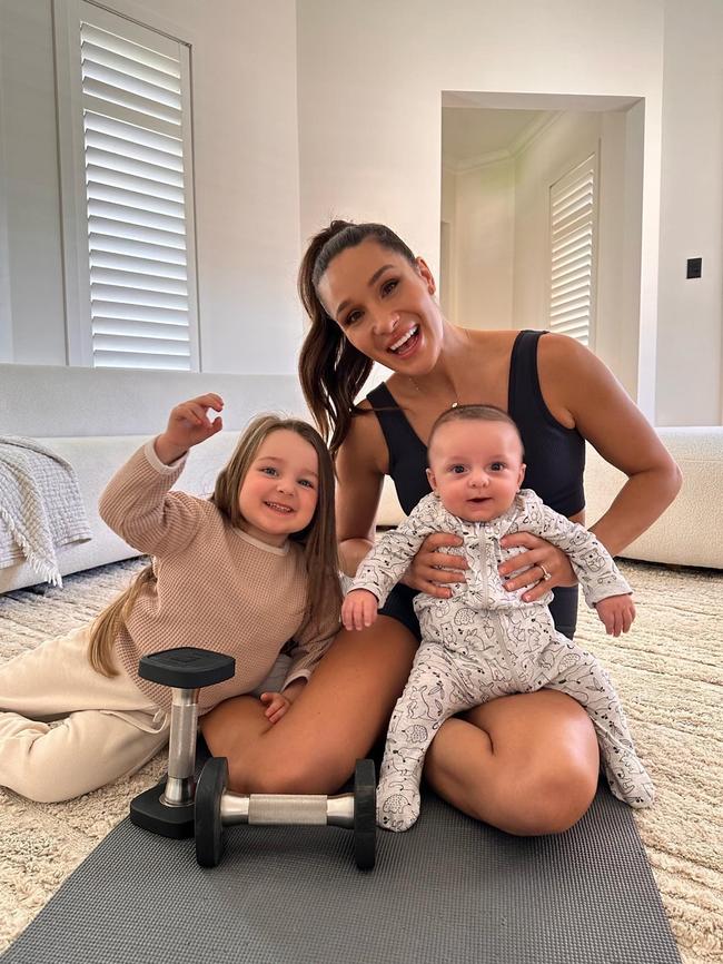 The South Australian fitness star, pictured with her two children. Picture: Instagram