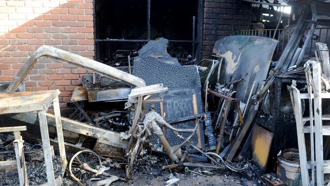 The debris left over from an Endeavour Hills house fire. Picture: Andrew Henshaw