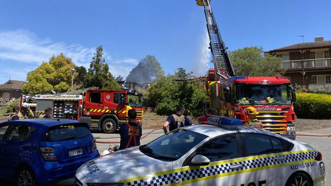 It took firefighters an hour to control this blaze at Wynne Vale. Picture: Gabriel Polychronis