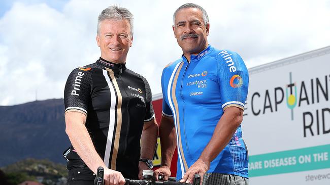 Steve Waugh and Daley Thompson on the Captain’s Ride. Picture: Sam Rosewarne