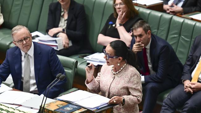 Indigenous Australians Minister Linda Burney in Question Time on Wednesday, pushing back against injecting “culture wars” into the voice debate. Picture: Martin Ollman/NCA NewsWire