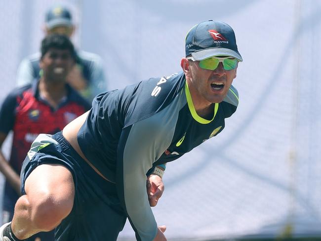 GALLE, SRI LANKA - FEBRUARY 04: Todd Murphy of Australia bowls during an Australia nets session at Galle International Stadium on February 04, 2025 in Galle, Sri Lanka. (Photo by Robert Cianflone/Getty Images)