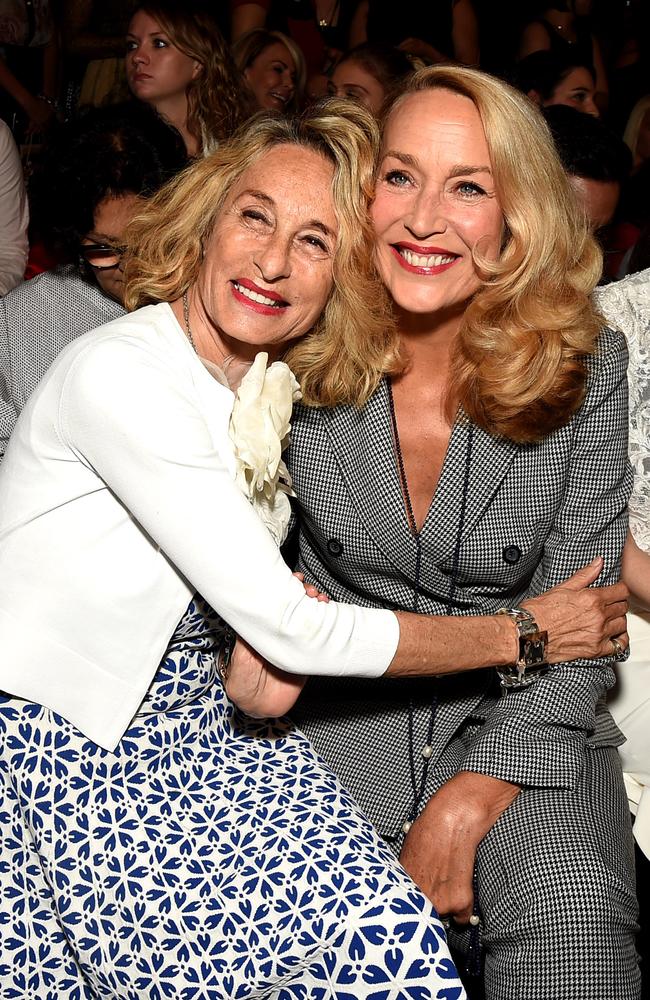 Ann Dexter-Jones and Jerry Hall attend the Marchesa fashion show during New York Fashion Week on September 14, 2016. Picture: Getty