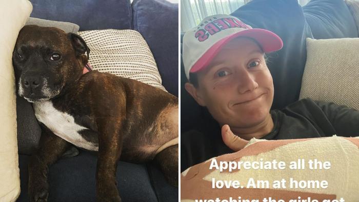 Alyssa Healy and one of her dogs.