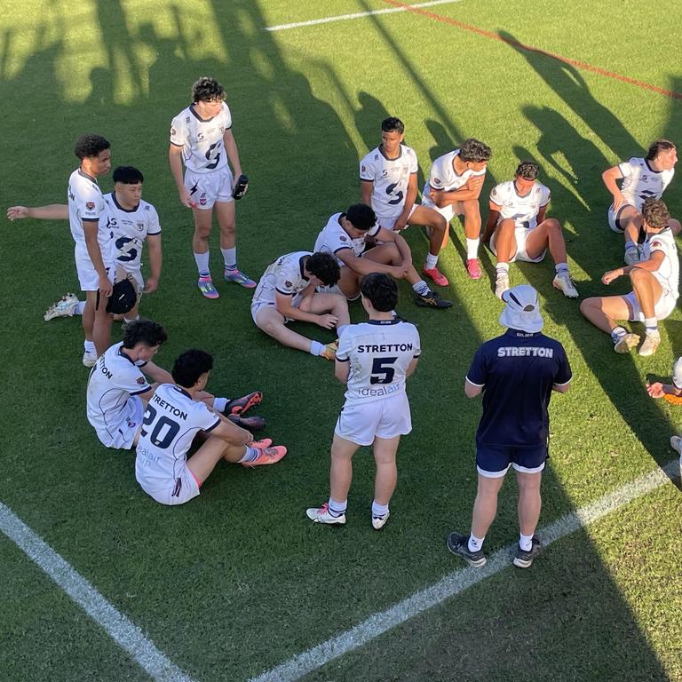 Stretton State College reserve players at halftime against Marsden.