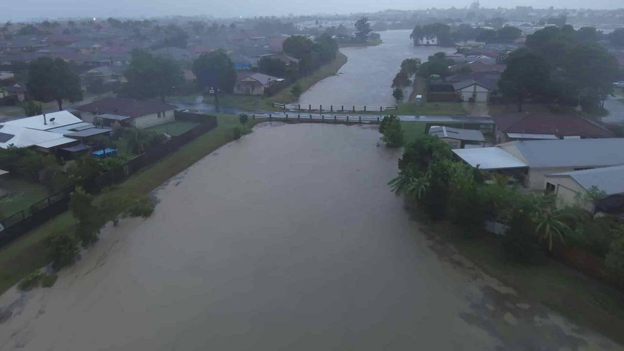 Aerial footage captures Hervey Bay during the wild weather brought by ex-Tropical Cyclone Albert. Photo: Stuart Taylor.