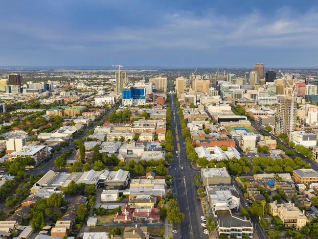 Aerial view of Adelaide in South Australia  suburbs, streets and housing generic images