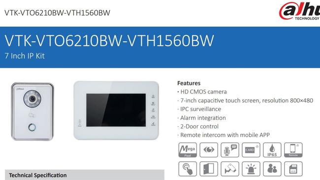 The Dahua doorbell, intercom and their features.