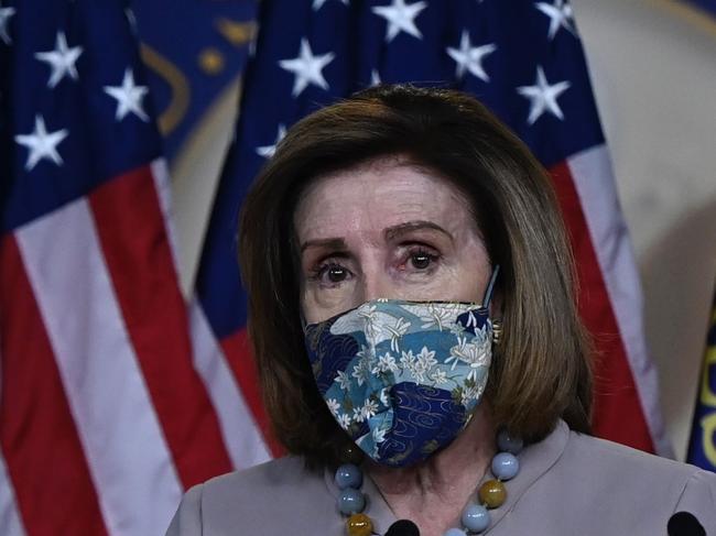 US Speaker of the House, Nancy Pelosi, Democrat of California, speaks during her weekly press briefing on Capitol Hill in Washington, DC, on December 10, 2020. (Photo by Andrew CABALLERO-REYNOLDS / AFP)