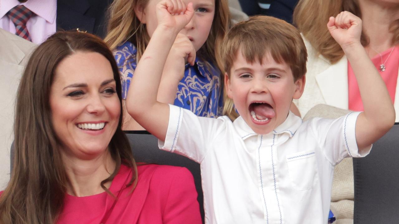 Kate and Prince Louis watch the Platinum Jubilee Pageant from the Royal Box. Picture: Chris Jackson/Getty Images.