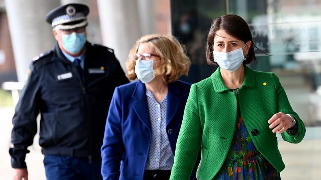 Gladys Berejiklian at todays Covid briefing. Picture: NCA NewsWire / Jeremy Piper