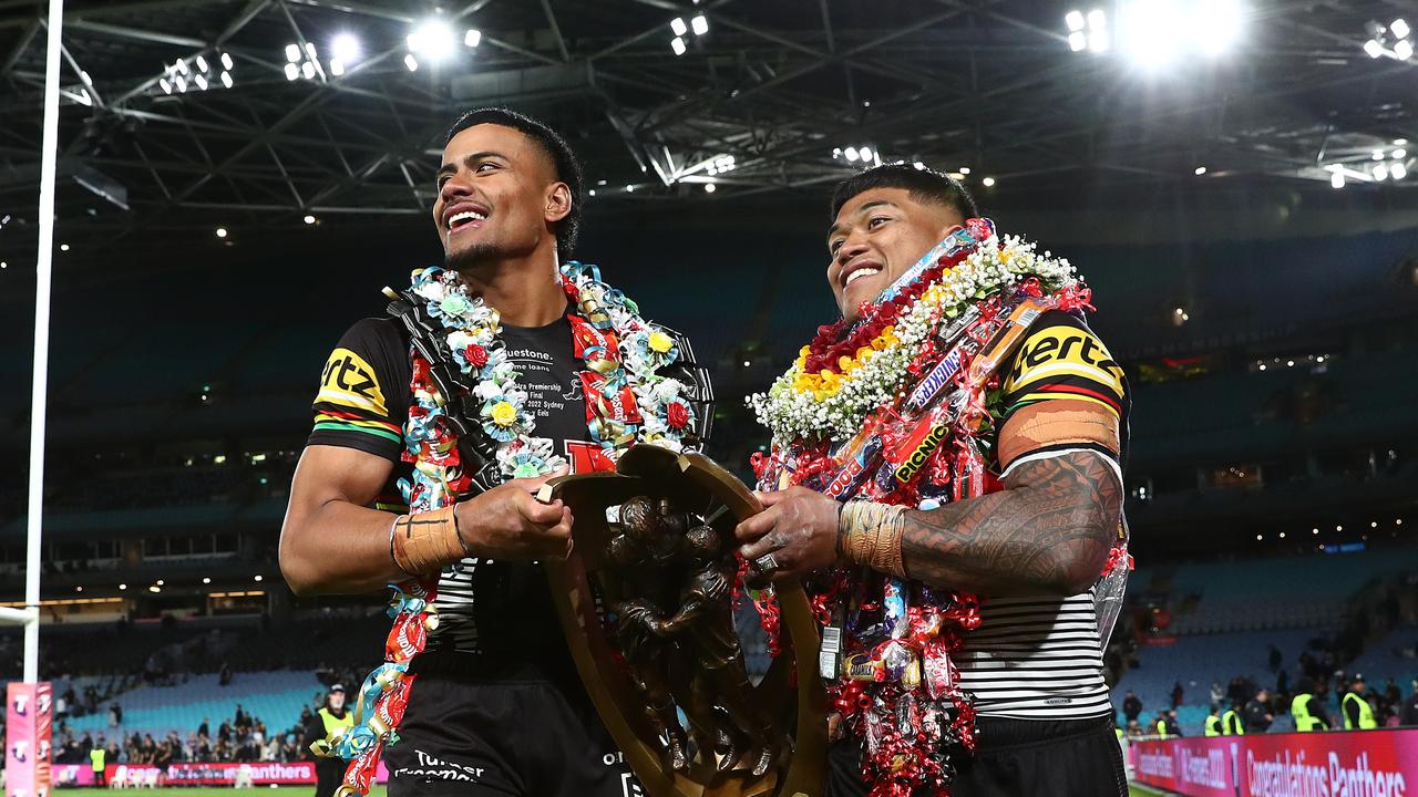 Stephen Crichton and Brian To’o are preparing for what could be their final game together for Penrith. Picture: NRL Photos