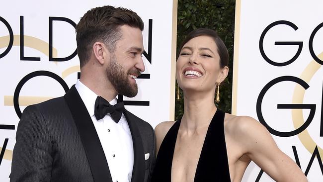 Justin Timberlake, left, and Jessica Biel arrive at the 74th annual Golden Globe Awards at the Beverly Hilton Hotel on Sunday, Jan. 8, 2017, in Beverly Hills, Calif. (Photo by Jordan Strauss/Invision/AP)