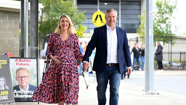LNP candidate Cameron Caldwell and his wife Lauren have been canvassing the electorate. Picture: Dan Peled / NCA Newswire
