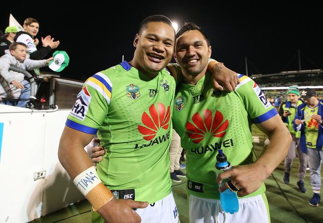 Joey Leilua and Jordan Rapana are fan favourites at GIO Stadium. Picture: Kym Smith