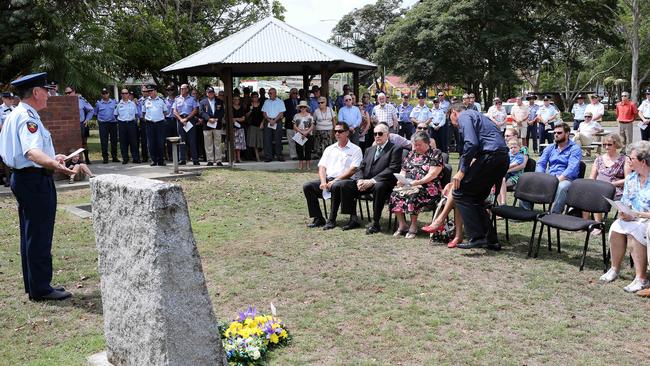 A memorial ceremony for the two firefighters in February 2014 Picture Glenn Hampson