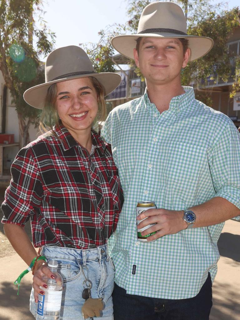 Jam Eime and Zac Chrzanowski at Mount Isa Mines Rodeo. Picture: Peter Wallis