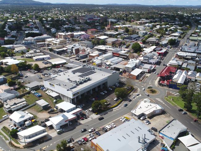 Aerial footage of the Gympie CBD.