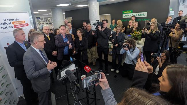 Prime minister Anthony Albanese has officially opened Hobart's new urgent care clinic, with Premier Jeremy Rockliff attending. Picture: David Killick