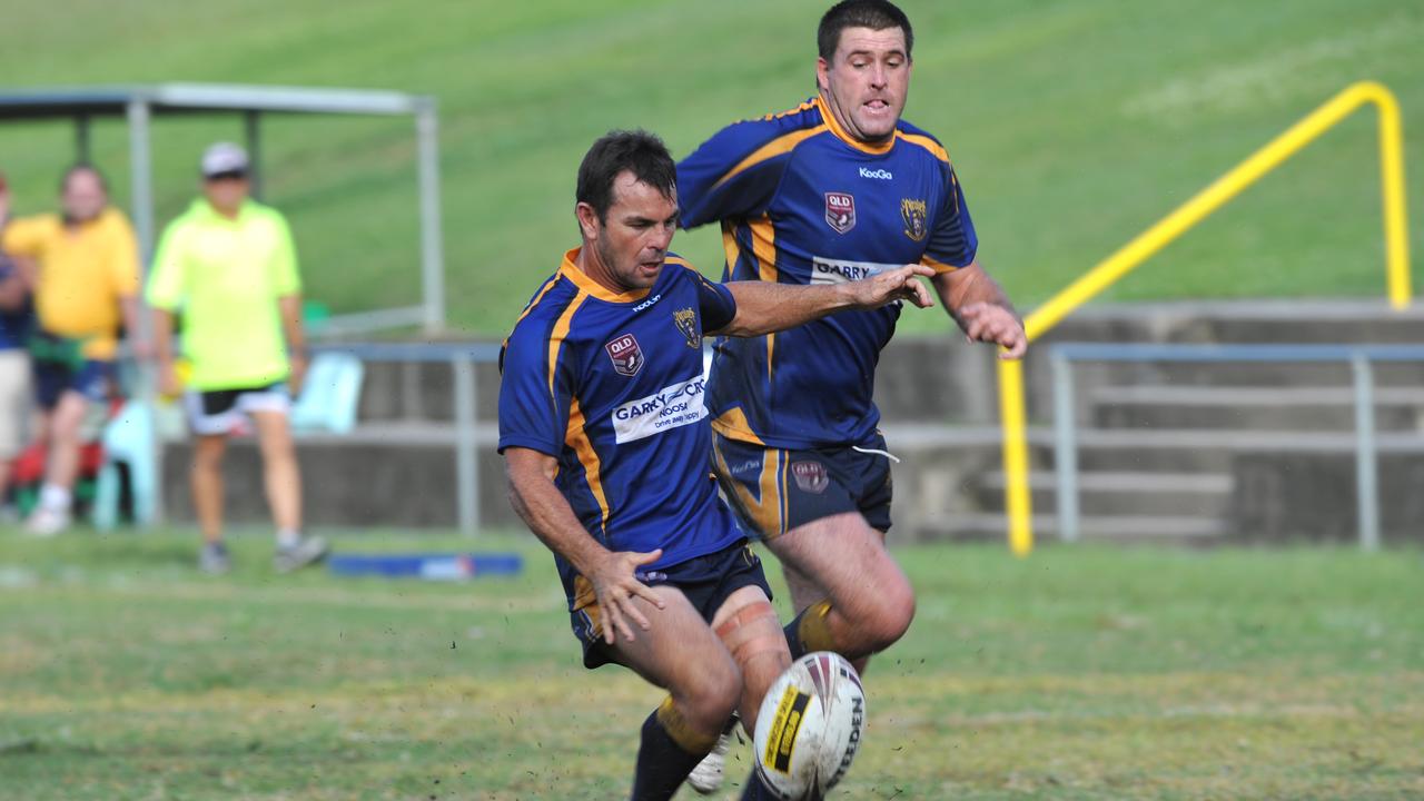 Noosa's Noel Goldthorpe chips through during a Maroochydore v Noosa match at Maroochydore Football Club. Picture: Iain Curry