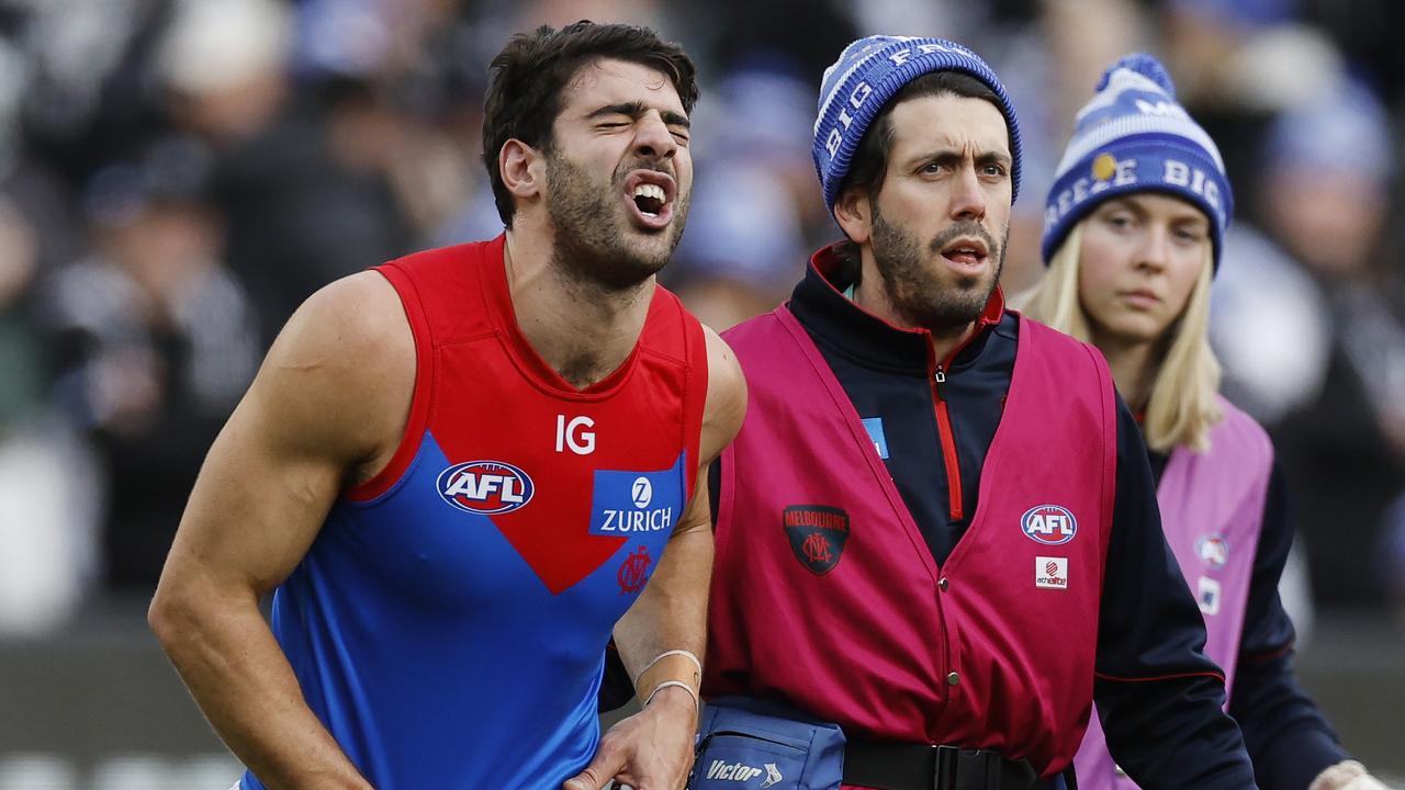 Christian Petracca played on despite suffering season-ending injuries. Picture: Michael Klein