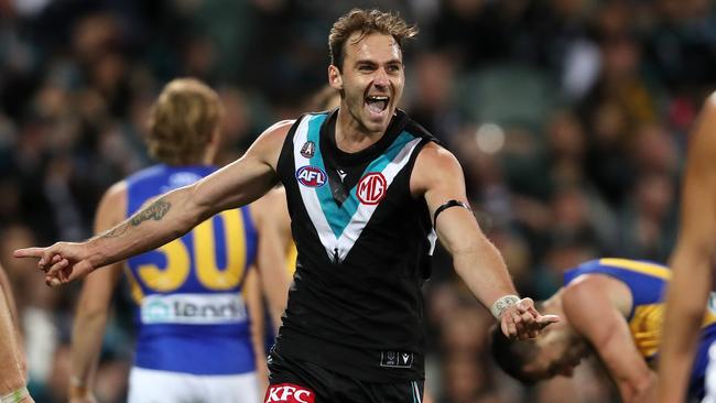 Finlayson during a match against the Eagles last year. Picture: Sarah Reed/AFL Photos via Getty