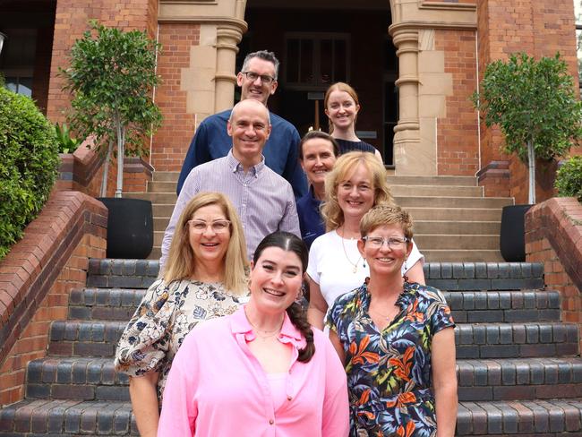 Stuartholme School, Brisbane. Front: Lucy Harkin. Second Row L to R : Leigh Ferguson and Tania Gallan. Middle: Jennie Warrick. Second back row L to R: Andrew Mear and Fiona Day. Back Row L to R: Ben Webb and Geena White. Absent : Jared Costantini, Samantha Blakney and Samantha Martinuzzi