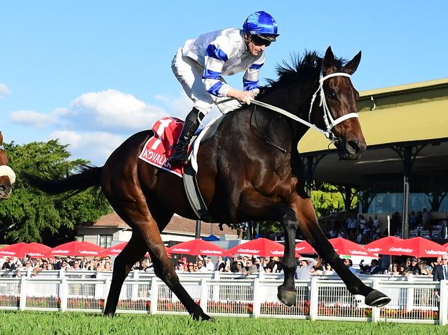 Kovalica romps home in the Group 1 Queensland Derby for jockey James McDonald and trainer Chris Waller. Picture: Grant Peters, Trackside Photography