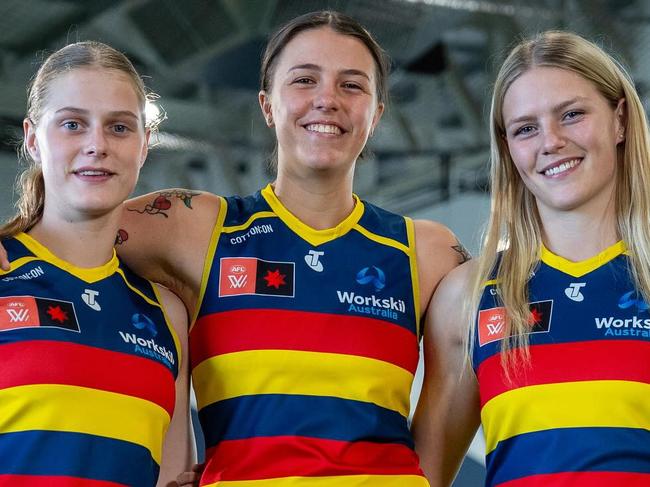 Mackay's Lily Tarlinton (middle) was drafted to the Adelaide Crows. Picture: Adelaide Crows AFLW Facebook.