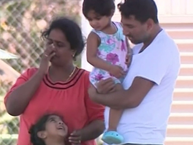 Tamil family Nadesalingam Murugapan, Kokilapathmapriya Nadarasa and their children, Kopika and Tharunicaa. Picture: Ten News