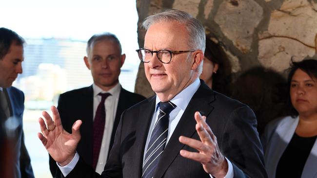 Prime Minister Anthony Albanese during a press conference in Brisbane. Picture: Tertius Pickard