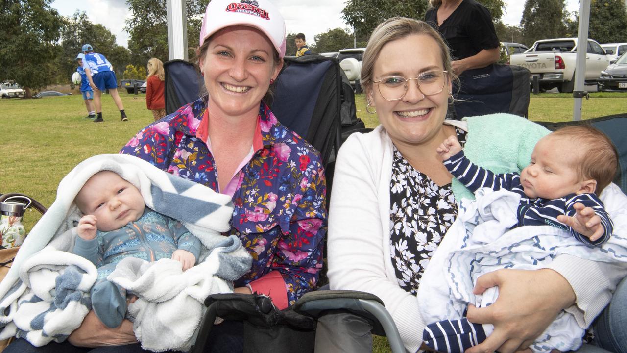 Jackson Lenton, Melissa Hanson, Kat Brown and Angus Edwards. Brett Forte Super 10s Memorial Rugby Challenge. QPS vs The Army. Saturday, August 14, 2021. Picture: Nev Madsen.