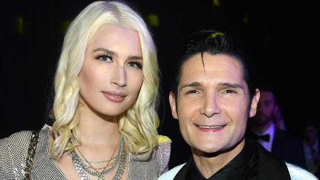 WEST HOLLYWOOD, CALIFORNIA - FEBRUARY 09: (L-R) Courtney Anne Mitchell and Corey Feldman attend the 28th Annual Elton John AIDS Foundation Academy Awards Viewing Party sponsored by IMDb, Neuro Drinks and Walmart on February 09, 2020 in West Hollywood, California. (Photo by Mike Coppola/Getty Images)