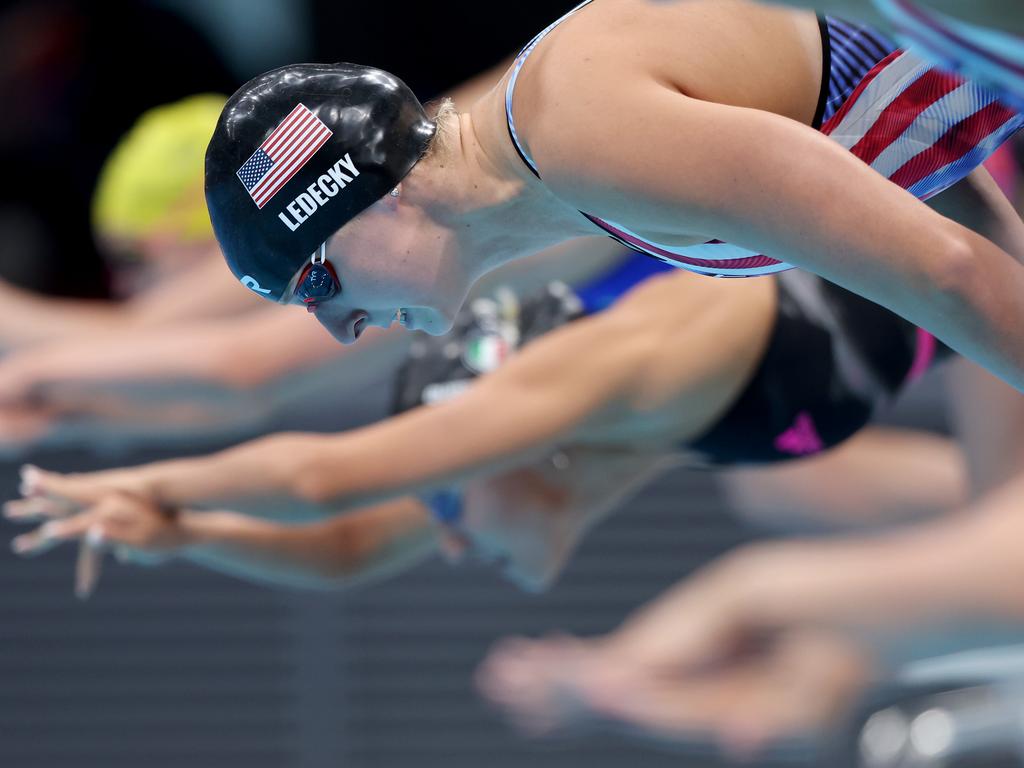 Katie Ledecky‘s best 400m freestyle time was set eight years ago but she remains a master of pacing herself perfectly. Picture: Getty Images