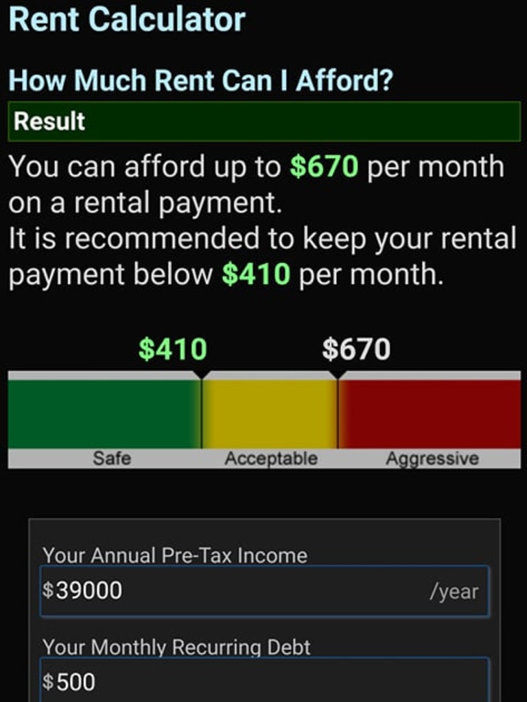 Abbey’s rent and income.