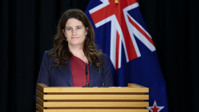 Minister of Finance Nicola Willis speaks to reporters. Picture: Getty Images.